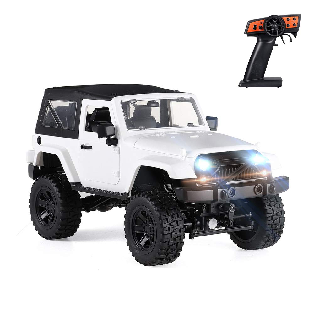 GoolRC f1 rc car, 1/14 Scale 2.4ghz Remote Control car, 4wd 30km/h high Speed Racing car, All terrains Off Road rc Monster Vehicle Truck Crawler with led Light for Kids and Adults (White Hardtop)