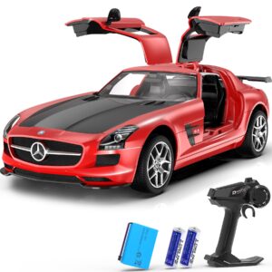 aeroquest remote control car, 1:14 scale mercedes benz rc cars officially licensed 15km/h fast toy car 7.4v 500mah with led light 2.4ghz drift car for adults boys girls birthday, red