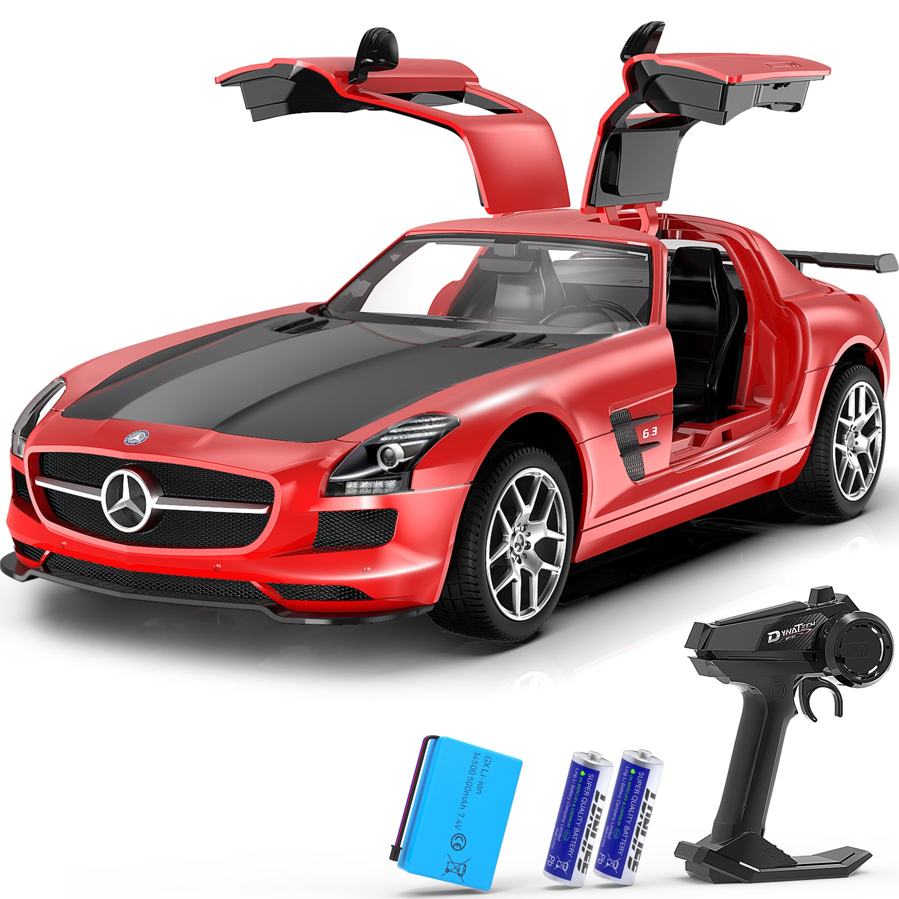 AEROQUEST Remote Control Car, 1:14 Scale Mercedes Benz Rc Cars Officially Licensed 15Km/h Fast Toy Car 7.4V 500mAh with Led Light 2.4Ghz Drift Car for Adults Boys Girls Birthday, Red