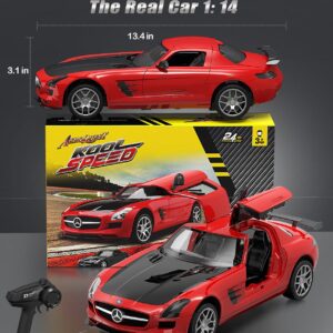 AEROQUEST Remote Control Car, 1:14 Scale Mercedes Benz Rc Cars Officially Licensed 15Km/h Fast Toy Car 7.4V 500mAh with Led Light 2.4Ghz Drift Car for Adults Boys Girls Birthday, Red