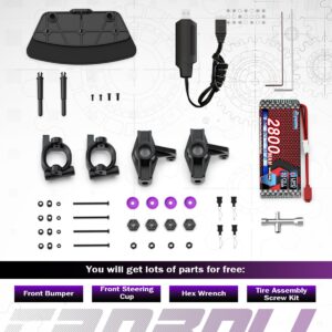 CROBOLL 1:14 Brushless Fast RC Cars for Adults with Independent ESC,Top Speed 90+KPH 4X4 Hobby Off-Road RC Truck,Oil Filled Shocks Remote Control Monster Truck for Boys(Purple)