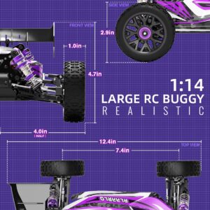 CROBOLL 1:14 Brushless Fast RC Cars for Adults with Independent ESC,Top Speed 90+KPH 4X4 Hobby Off-Road RC Truck,Oil Filled Shocks Remote Control Monster Truck for Boys(Purple)