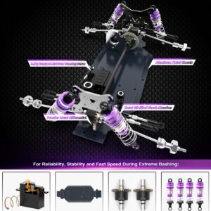 CROBOLL 1:14 Brushless Fast RC Cars for Adults with Independent ESC,Top Speed 90+KPH 4X4 Hobby Off-Road RC Truck,Oil Filled Shocks Remote Control Monster Truck for Boys(Purple)