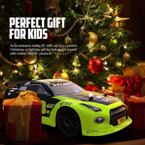 RACENT 2.4GHz 4WD 25KPH High Speed RC Drift Car with LED Lights, PVC Shell, ABS Base, Rechargeable Batteries, Toy Gift for Kids & Adults