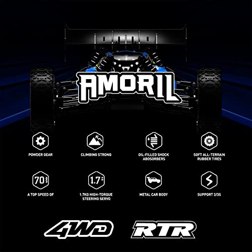 AMORIL 1:14 Fast RC Cars for Adults,Top Speed 70+KMH,Hobby Remote Control Car,4X4 Large Truck Off-Road Racing Buggy,Electric Vehicle Toy Gift for Kids with Oil-Filled Shocks,Upgraded Metal Parts