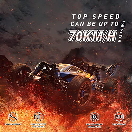 AMORIL 1:14 Fast RC Cars for Adults,Top Speed 70+KMH,Hobby Remote Control Car,4X4 Large Truck Off-Road Racing Buggy,Electric Vehicle Toy Gift for Kids with Oil-Filled Shocks,Upgraded Metal Parts