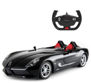 powertrc 1:12 remote control mercedes-benz slr | rc electric sport hobby racing car model for boys, girls & adults (black)