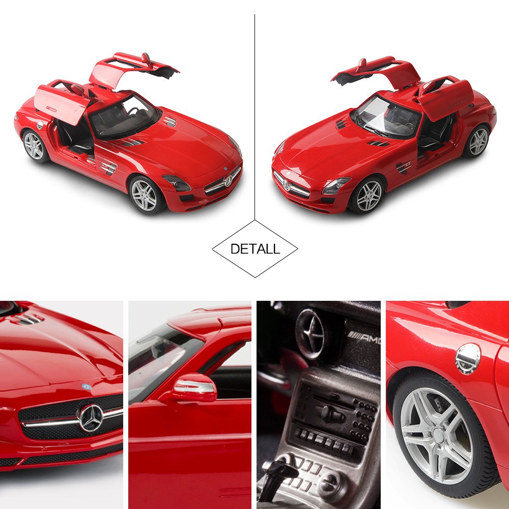 RASTAR RC Car | 1/14 Scale RC Mercedes-Benz SLS AMG Remote Control Car for Kids, Benz Model Car with Open Doors/Working Lights - Red