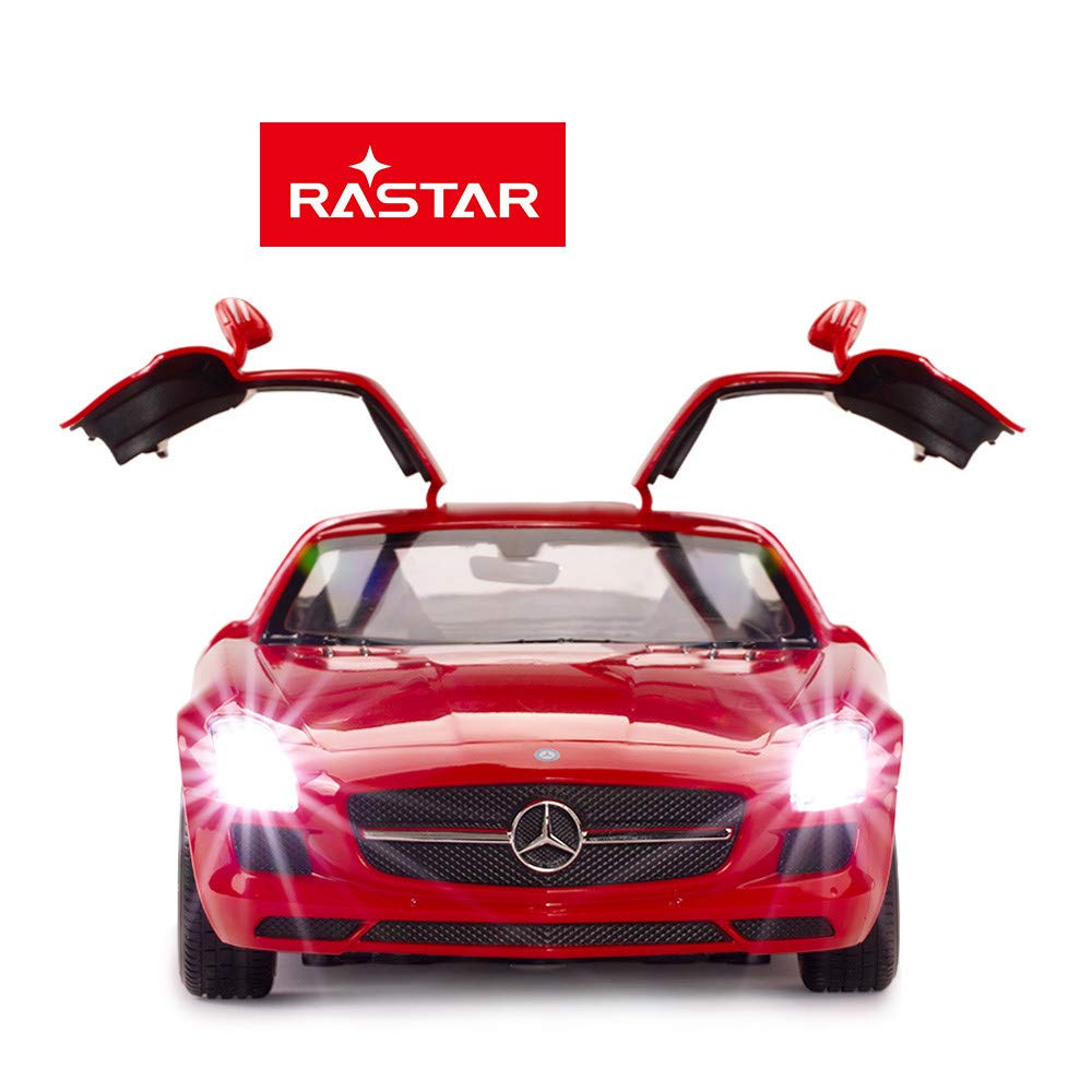 RASTAR RC Car | 1/14 Scale RC Mercedes-Benz SLS AMG Remote Control Car for Kids, Benz Model Car with Open Doors/Working Lights - Red