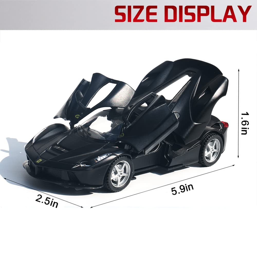 Compatible for 1:32 Ferrari Sportscar Race Car Model Toy for Kids Boy Girl or Adult Ideas Gift, Pull Back Toy Car Alloy Diecast Vehicle w/Sound & Light, for LaFerrari Lovers or Child (Black)