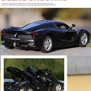 Compatible for 1:32 Ferrari Sportscar Race Car Model Toy for Kids Boy Girl or Adult Ideas Gift, Pull Back Toy Car Alloy Diecast Vehicle w/Sound & Light, for LaFerrari Lovers or Child (Black)