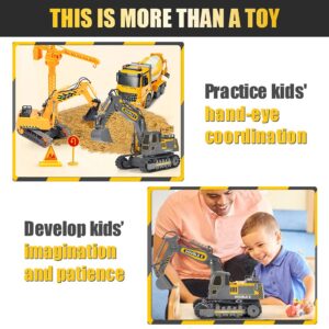 DOUBLE E Remote Control Excavator Toy Construction Toys Tractor Rechargeable Battery RC Vehicles Electric Truck Sandbox Digger Toys for Boys Girls Kids, Gray