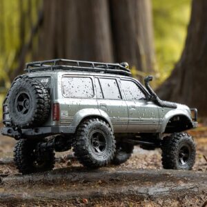 BEEZRC FMS RC Crawler 1/18 FCX18 Land Cruiser LC80 RTR Toyota Licensed 4WD RC Rock Truck 2.4Ghz 900mAh Hobby Grade RC Car Model Mini Remote Control Car Off Road Vehicle FMS11831RTRGY(Gary)