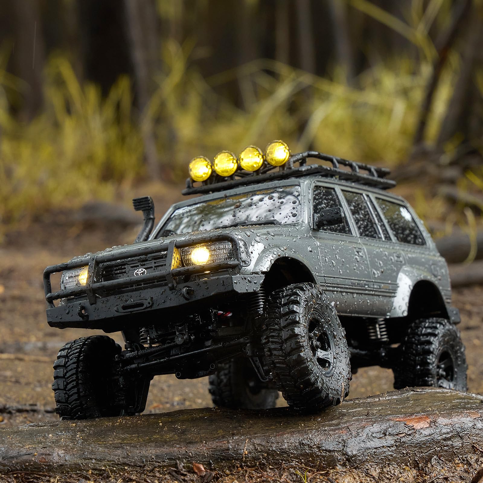 BEEZRC FMS RC Crawler 1/18 FCX18 Land Cruiser LC80 RTR Toyota Licensed 4WD RC Rock Truck 2.4Ghz 900mAh Hobby Grade RC Car Model Mini Remote Control Car Off Road Vehicle FMS11831RTRGY(Gary)