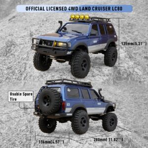 BEEZRC FMS RC Crawler 1/18 FCX18 Land Cruiser LC80 RTR Toyota Licensed 4WD RC Rock Truck 2.4Ghz 900mAh Hobby Grade RC Car Model Mini Remote Control Car Off Road Vehicle FMS11831RTRGY(Gary)