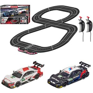 carrera evolution 20025239 dtm forever analog electric 1:32 scale slot car racing track set - includes two 1:32 scale cars & two dual-speed controllers ages 8+