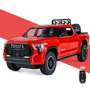 VIOLK 1/24 Suitable for Toyota Tundra TRD Model Pickup Truck Off-Road die-cast Alloy Miniature Toy car Pull-Back Sound and Light Series Men's Gift (Color : Red)