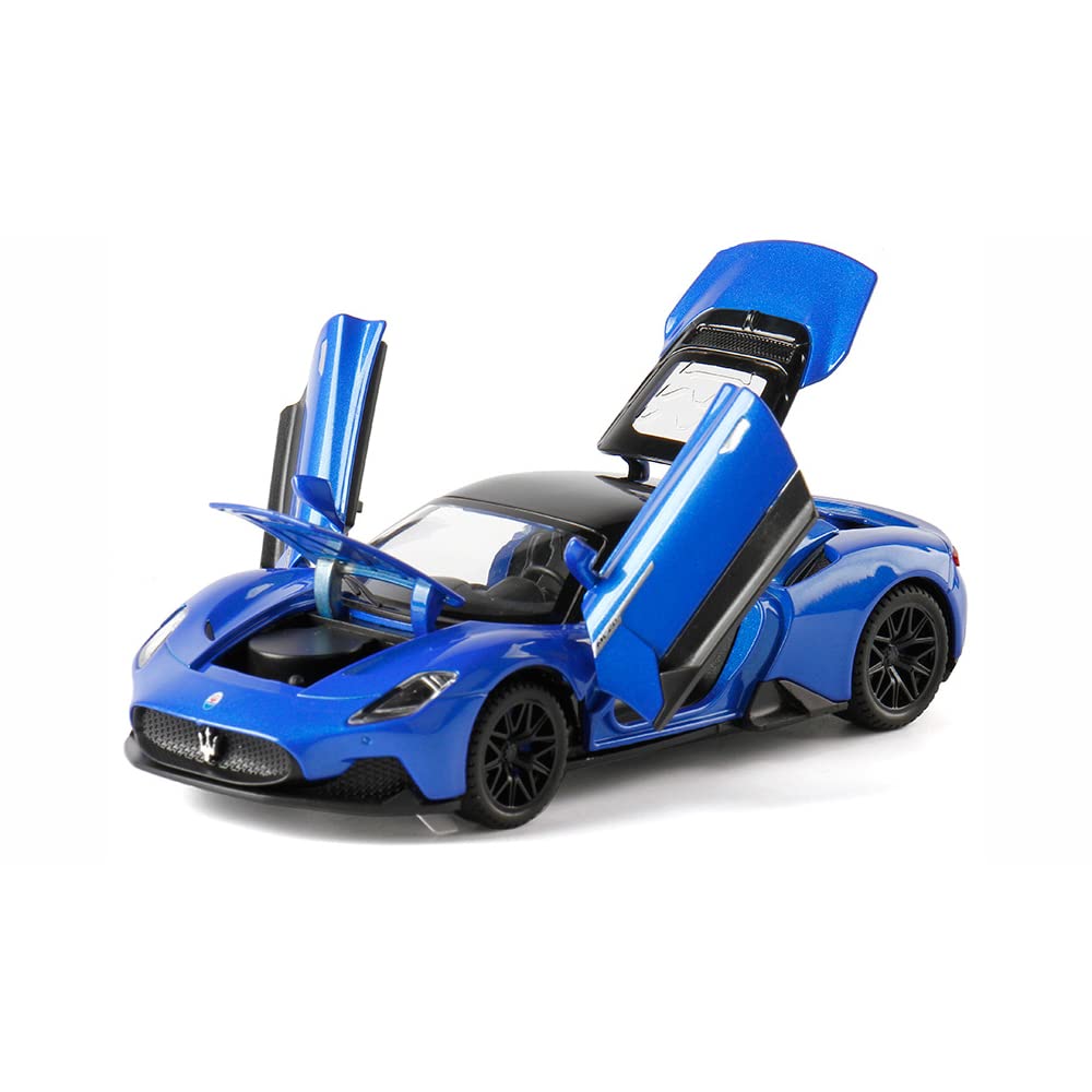 Alloy Collectible Toy Cars Model Blue Maserati MC20 Diecast Pull Back Vehicles with Light&Sound