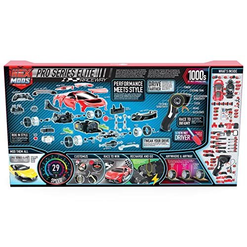 HEXBUG HEXMODS Pro Series Elite Raceway, Rechargeable RC Car, Buildable Scale Model for Kids and Adults, 2.4 Ghz Controller and Trackset Included, Ages 14 and Up