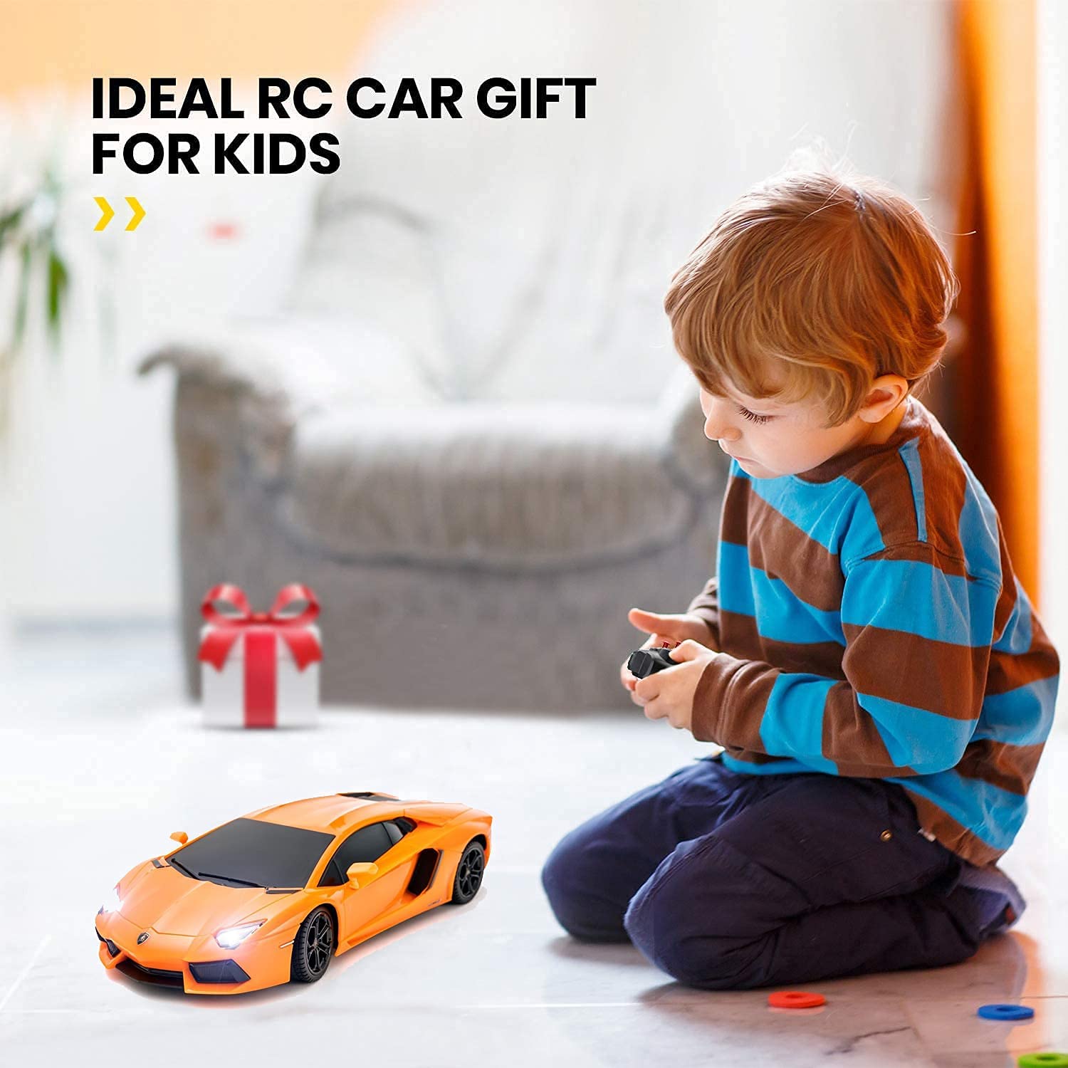 Officially Licensed Remote Control Cars Lamborghini Sport Racing Hobby Toy Car RC Car Model Vehicle Gift for Toddlers Boys and Girls (Red-2425, 1:24)