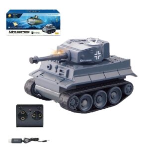 mini german ww2 tiger battle tank gray rc 1/72 scale model ir remote control military vehicle with led