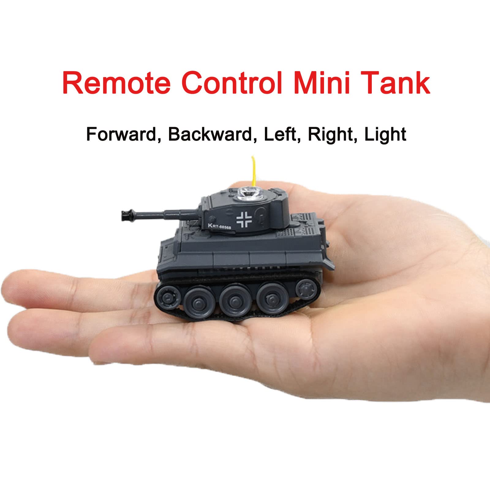 Mini German WW2 Tiger Battle Tank Gray RC 1/72 Scale Model IR Remote Control Military Vehicle with LED