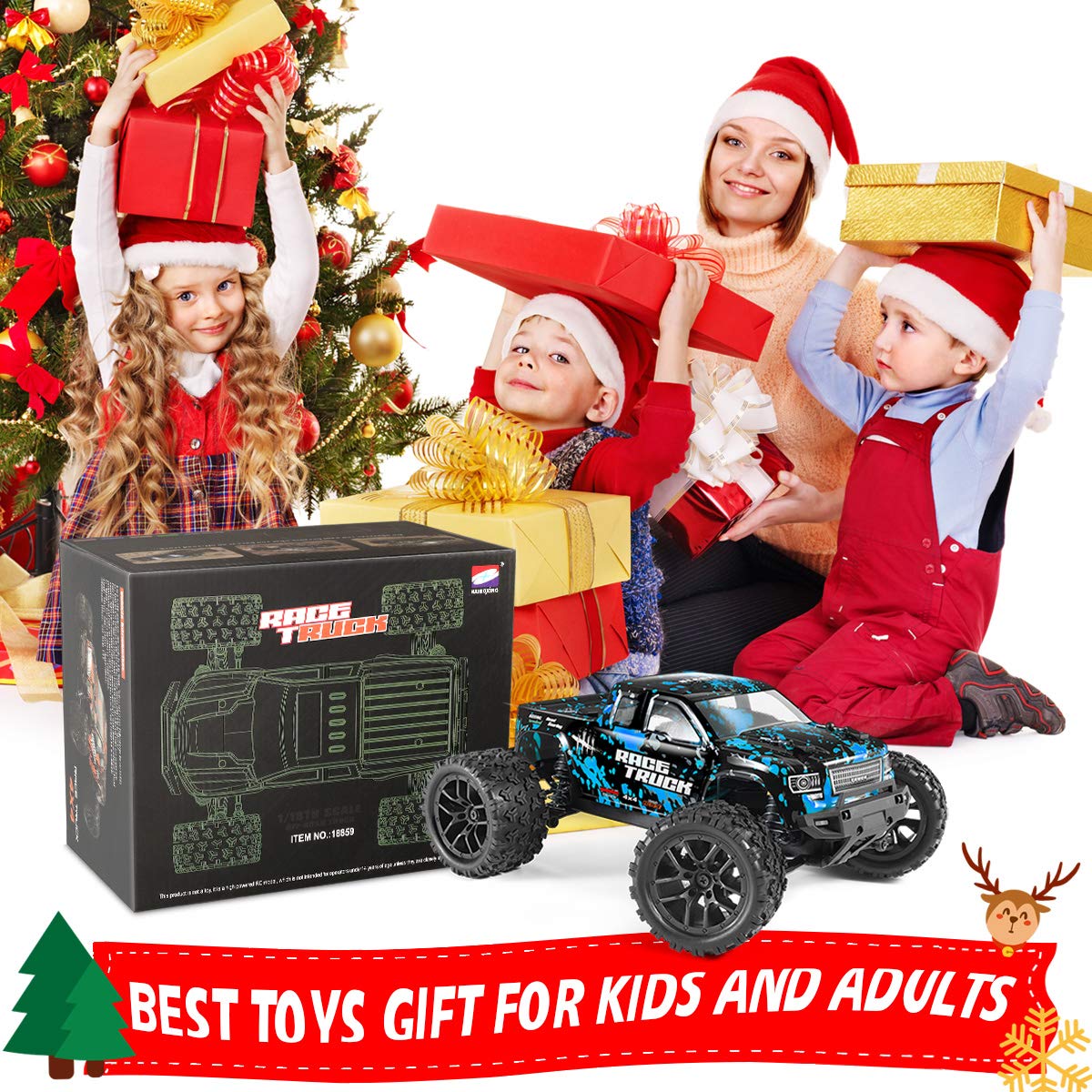 HAIBOXING RC Cars 1/18 Scale 4WD Off-Road Monster Trucks with 36+KM/H High Speed, 2.4 GHz Remote-Controlled Electric All Terrain Waterproof Vehicles with Rechargeable Battery for Kids and Adults RTR
