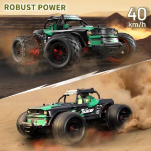 SupKonXi 1:14 RC Trucks, High Speed RC Cars 40KPH, 4WD Off Road Remote Control Monster Truck, 2.4GHz Electric Toy Buggy Vehicles with 2 Batteries, Shining LED Lights, Gift for Adults and Boys