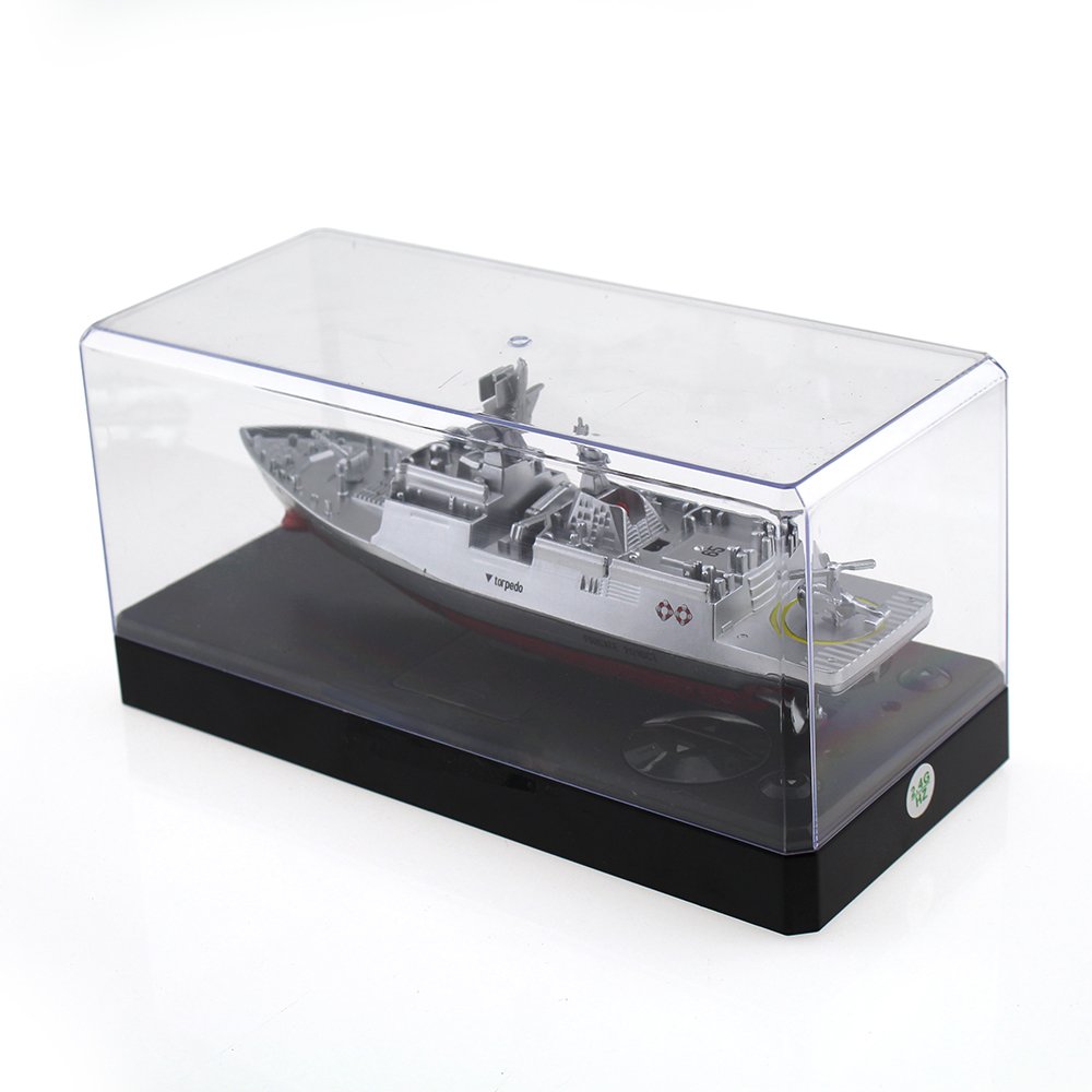 Tipmant Military RC Naval Ship Vessel Model Remote Control Boat Toy Speedboat Electric Water Kids Birthday (Silver)