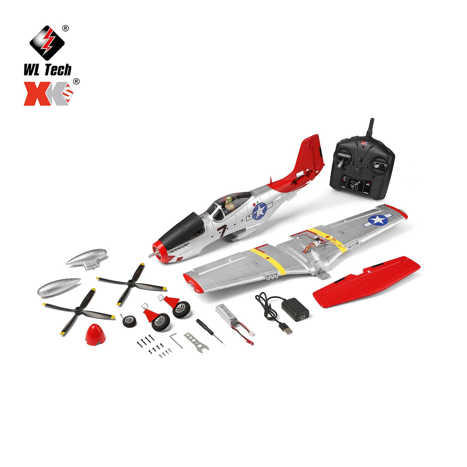 GoolRC WLtoys XK A280 RC Airplane, 2.4GHz 4 Channel Brushless Remote Control Plane for Adults, RC Aircraft Fighter with 6-Axis Gyro, 3D/6G Mode and LED Searchlight, Easy to Fly for Boys and Girls