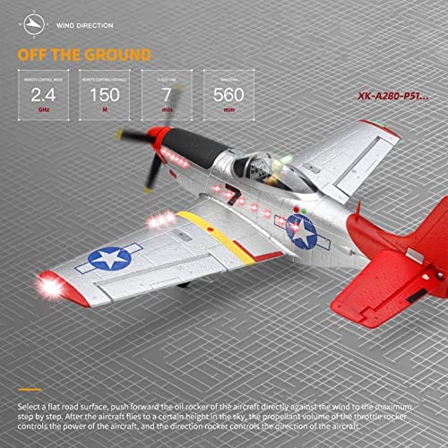 GoolRC WLtoys XK A280 RC Airplane, 2.4GHz 4 Channel Brushless Remote Control Plane for Adults, RC Aircraft Fighter with 6-Axis Gyro, 3D/6G Mode and LED Searchlight, Easy to Fly for Boys and Girls