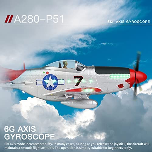 GoolRC WLtoys XK A280 RC Airplane, 2.4GHz 4 Channel Brushless Remote Control Plane for Adults, RC Aircraft Fighter with 6-Axis Gyro, 3D/6G Mode and LED Searchlight, Easy to Fly for Boys and Girls