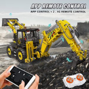 Mould King 17036 Excavator and Bulldozer 2 in 1, RC Bulldozer Building Set for Boys, APP Remote Control Truck Construction Vehicles Model with Motors, Gift Toy for Kids, 2239 Pieces