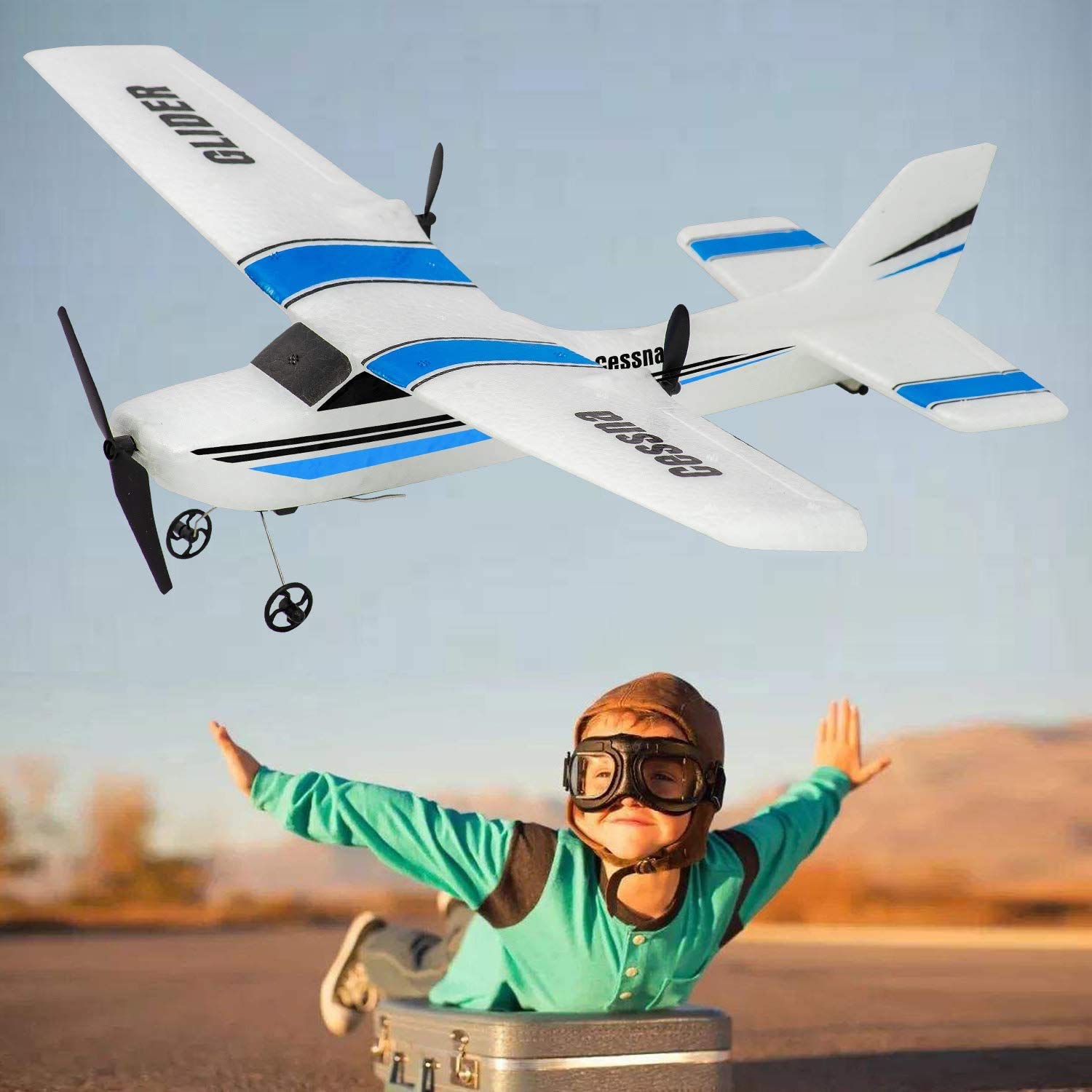 RC Plane, 2 Channel Remote Control Airplane Ready to Fly, RC Airplane Built in 3-Axis Gyro, Easy to Fly Remote Control Plane for Kids Boys Adult Beginner