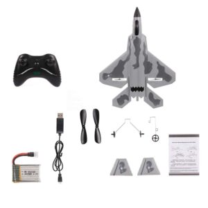 Goolsky FX822 F-22 Raptor Model Fighter, 2CH RC Plane, 2.4GHz Remote Control Airplane, EPP Fixed-Wing Aircraft RTF Toy for Kids and Adults