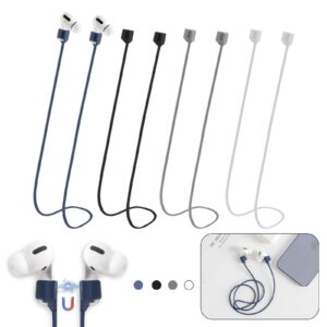magnetic anti-lost straps for airpods,4 pack ultra strong magnetic airpods strap anti-lost neck rope cord,soft silicone sports lanyard compatible with airpods 1&2/ pro /2nd/3rd (black/white/grey/blue)