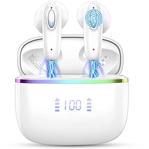 Wireless Earbuds, Bluetooth 5.3 Headphones with 40H Playtime, Bluetoth Earbuds with Premium Sound Deep Bass, In-Ear Wireless Earphones with Mic for Android iOS, Super Light & Portable, IP7 Waterproof