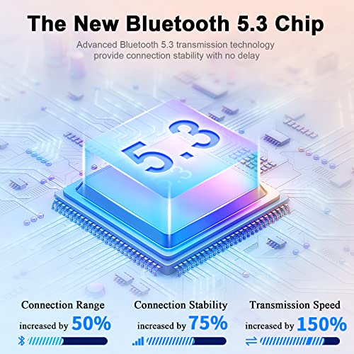 Wireless Earbuds, Bluetooth 5.3 Headphones with 40H Playtime, Bluetoth Earbuds with Premium Sound Deep Bass, In-Ear Wireless Earphones with Mic for Android iOS, Super Light & Portable, IP7 Waterproof