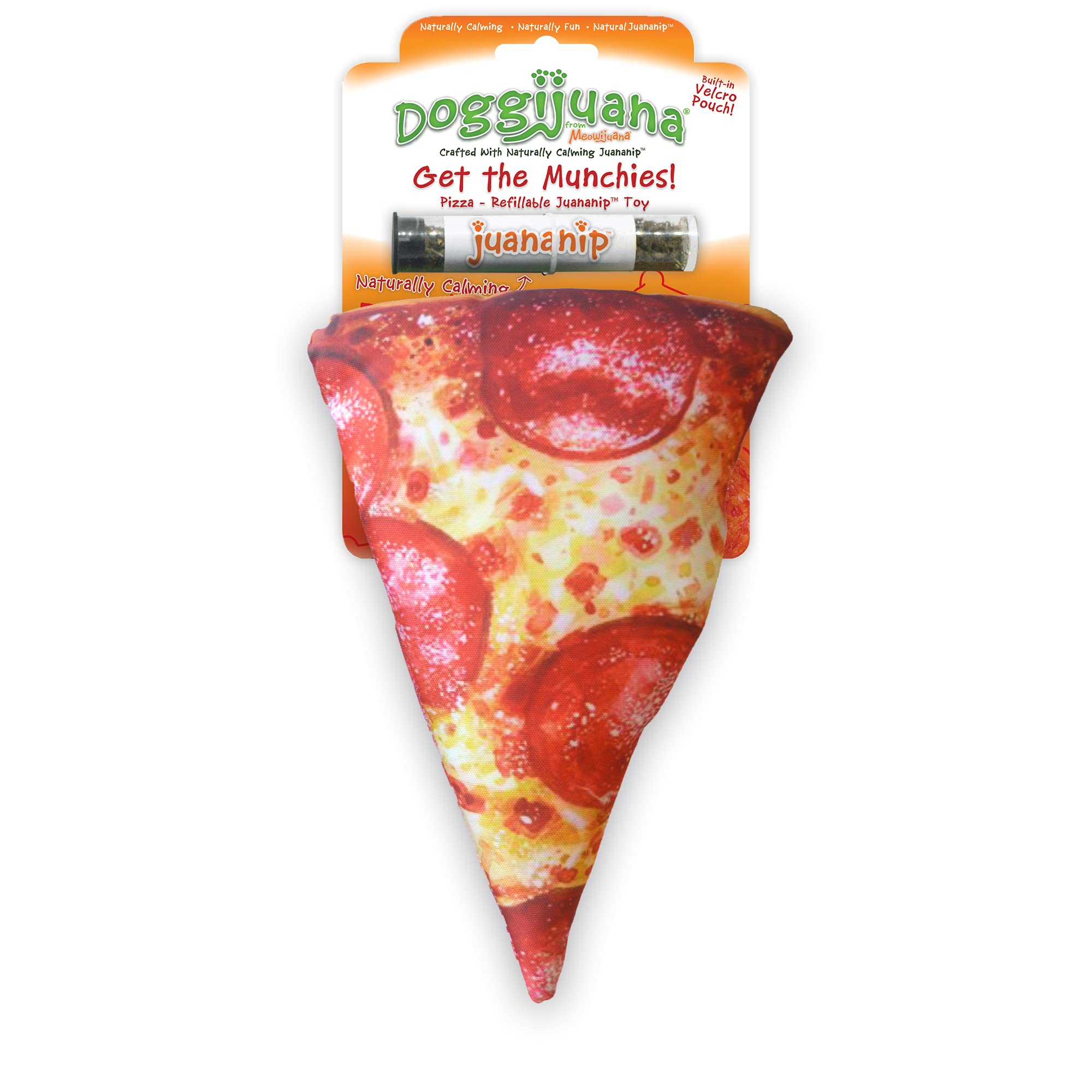 Doggijuana | Refillable Catnip Dog Toy | Naturally Calming | Catnip Grown in The USA (Pizza)