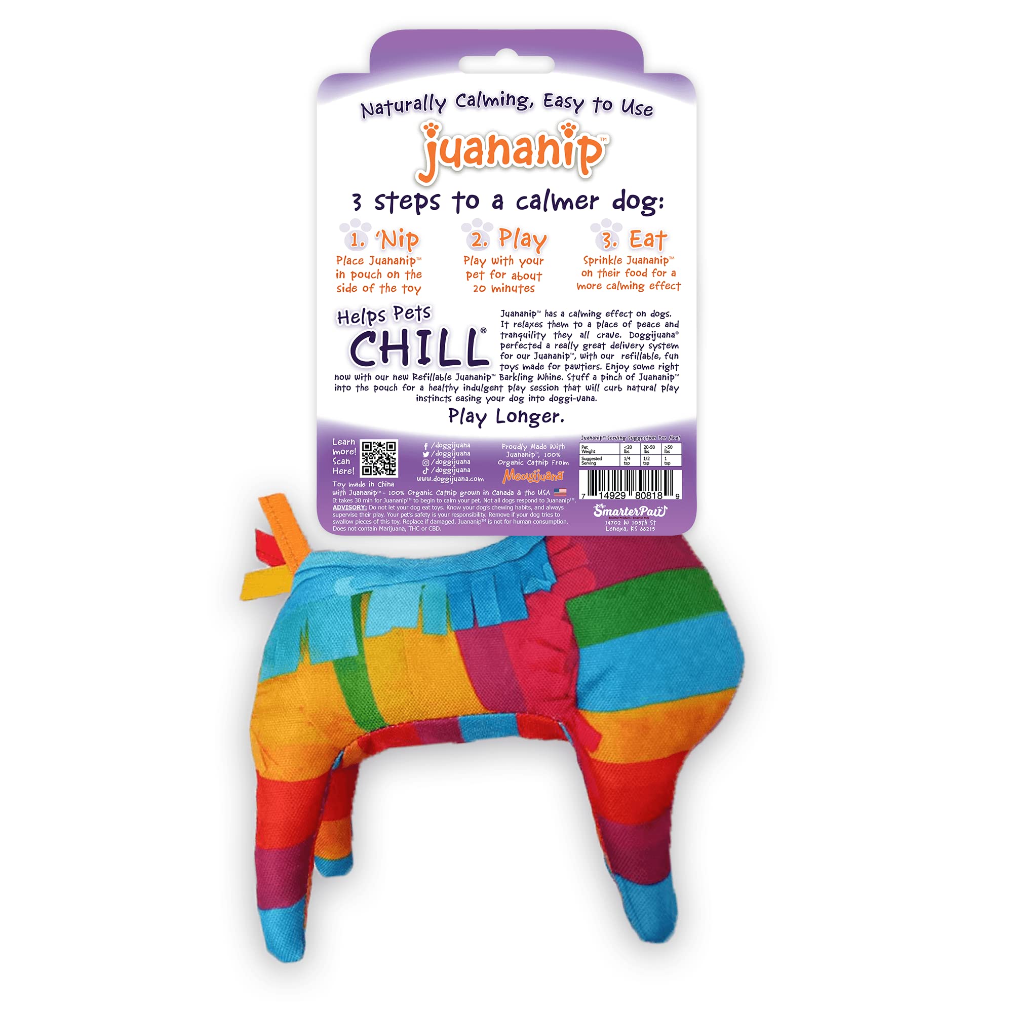 Doggijuana | Refillable Catnip Dog Toy | Naturally Calming | Catnip Grown in The USA (Llama Pinata)