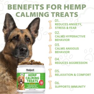 Hemp Calming Chews for Dogs with Anxiety and Stress - Dog Anxiety Relief, Separation, Storms, Barking - Melatonin, Hemp Oil, Valerian Root, L-Tryptophan, Chamomile -180 Dog Calming Treats - Duck