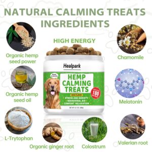 Hemp Calming Chews for Dogs with Anxiety and Stress - Dog Anxiety Relief, Separation, Storms, Barking - Melatonin, Hemp Oil, Valerian Root, L-Tryptophan, Chamomile -180 Dog Calming Treats - Duck