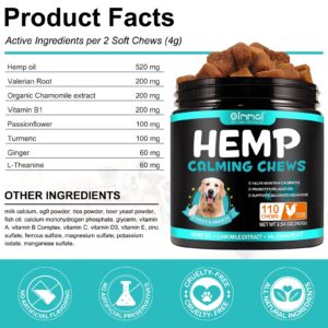 PLSHSBSE Hemp Calming Chews for Dogs, 110PCS Calming Treats for Dogs Anxiety Relief, Advanced Dog Calming Chews, Sleep Aids for Dogs Traval-Thunderstorm-Seperations (Chicken Flavor)