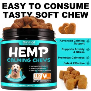 PLSHSBSE Hemp Calming Chews for Dogs, 110PCS Calming Treats for Dogs Anxiety Relief, Advanced Dog Calming Chews, Sleep Aids for Dogs Traval-Thunderstorm-Seperations (Chicken Flavor)