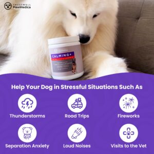 PawMedica Calming Chews for Dogs - Dog Sleep Supplement Melatonin for Dog Anxiety - Recommended Dog Calming Treats for Separation Anxiety and Barking Stress - Dog Melatonin Calming Bites for Fireworks