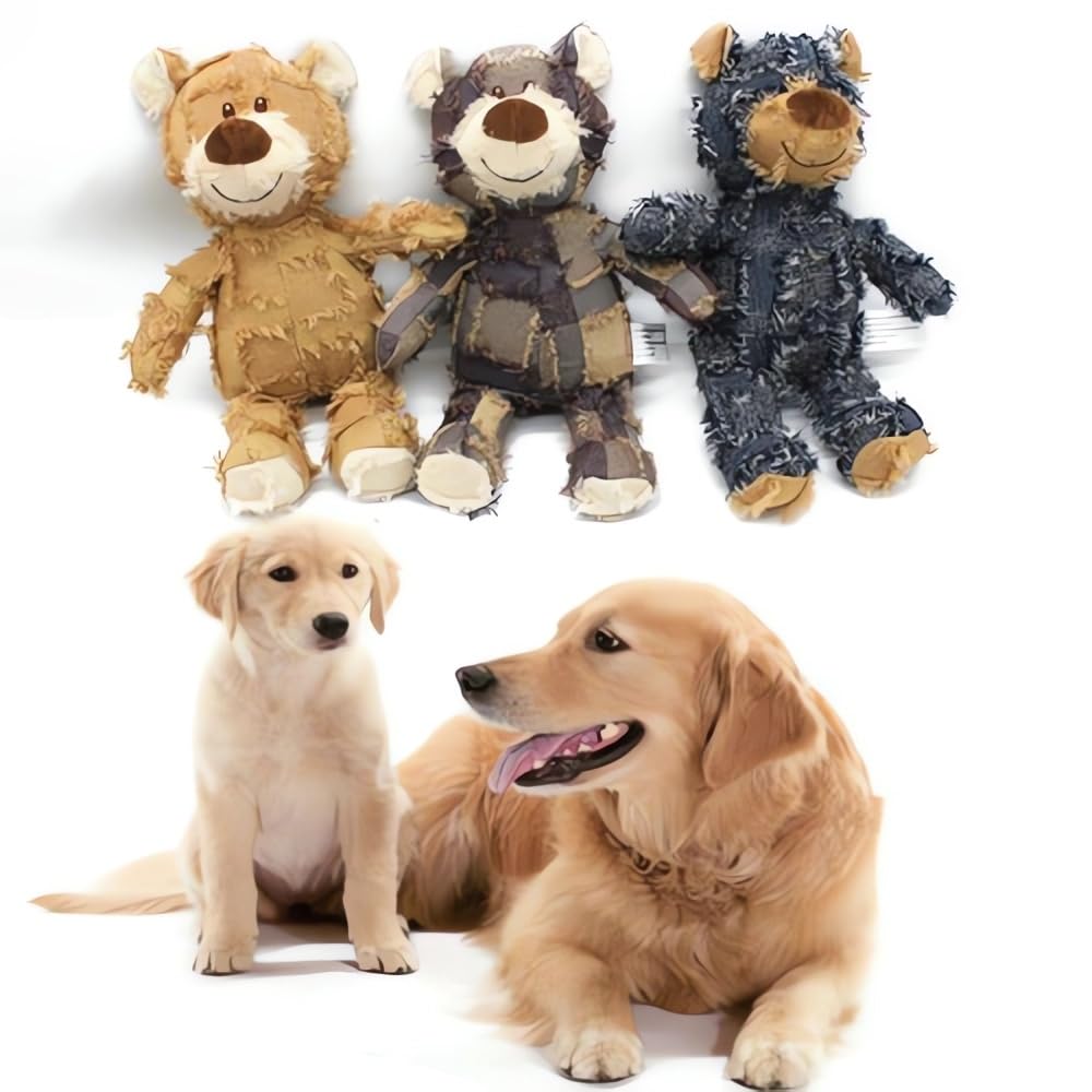 2024 New Indestructible Bear for Heavy Chewers, Durable Interactive Bear Dog Toy, Squeaky Dog Toys For Aggressive Chewers, Unbreakable Stuffed Plush Dog Toys - An Ever-lasting Friend for Dog (L, #3)