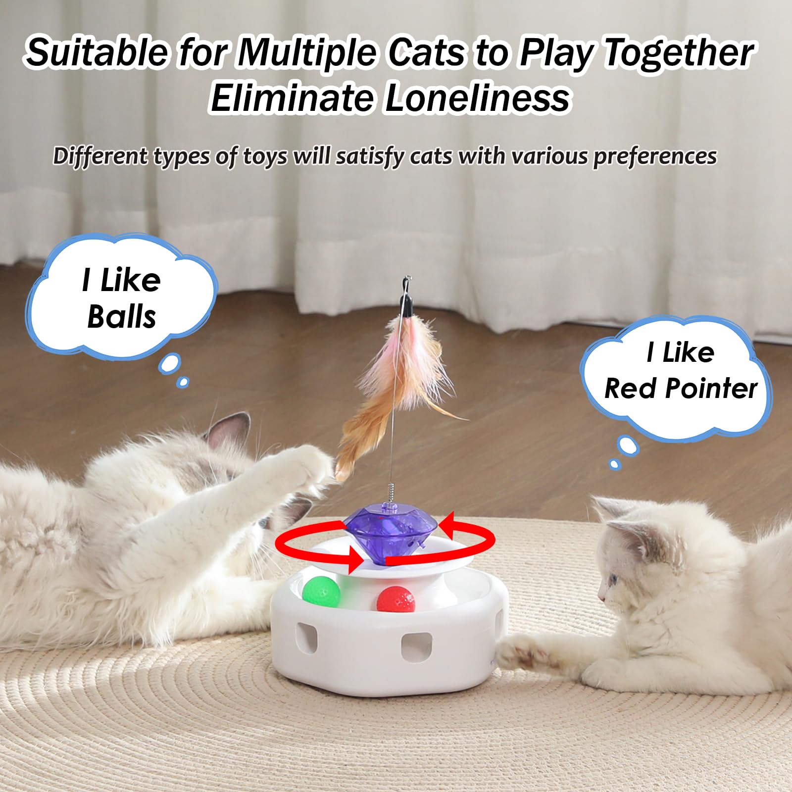 KugobarNe 4 in1 Automatic Laser Cat Toy, Interactive Kitten Toy Cat Laser Pointer Toy, Fluttering Butterfly Electronic Cat Toy, Moving Ambush Feather, Track Balls, Cat interactive Toys for Indoor Cats