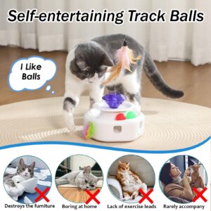 KugobarNe 4 in1 Automatic Laser Cat Toy, Interactive Kitten Toy Cat Laser Pointer Toy, Fluttering Butterfly Electronic Cat Toy, Moving Ambush Feather, Track Balls, Cat interactive Toys for Indoor Cats