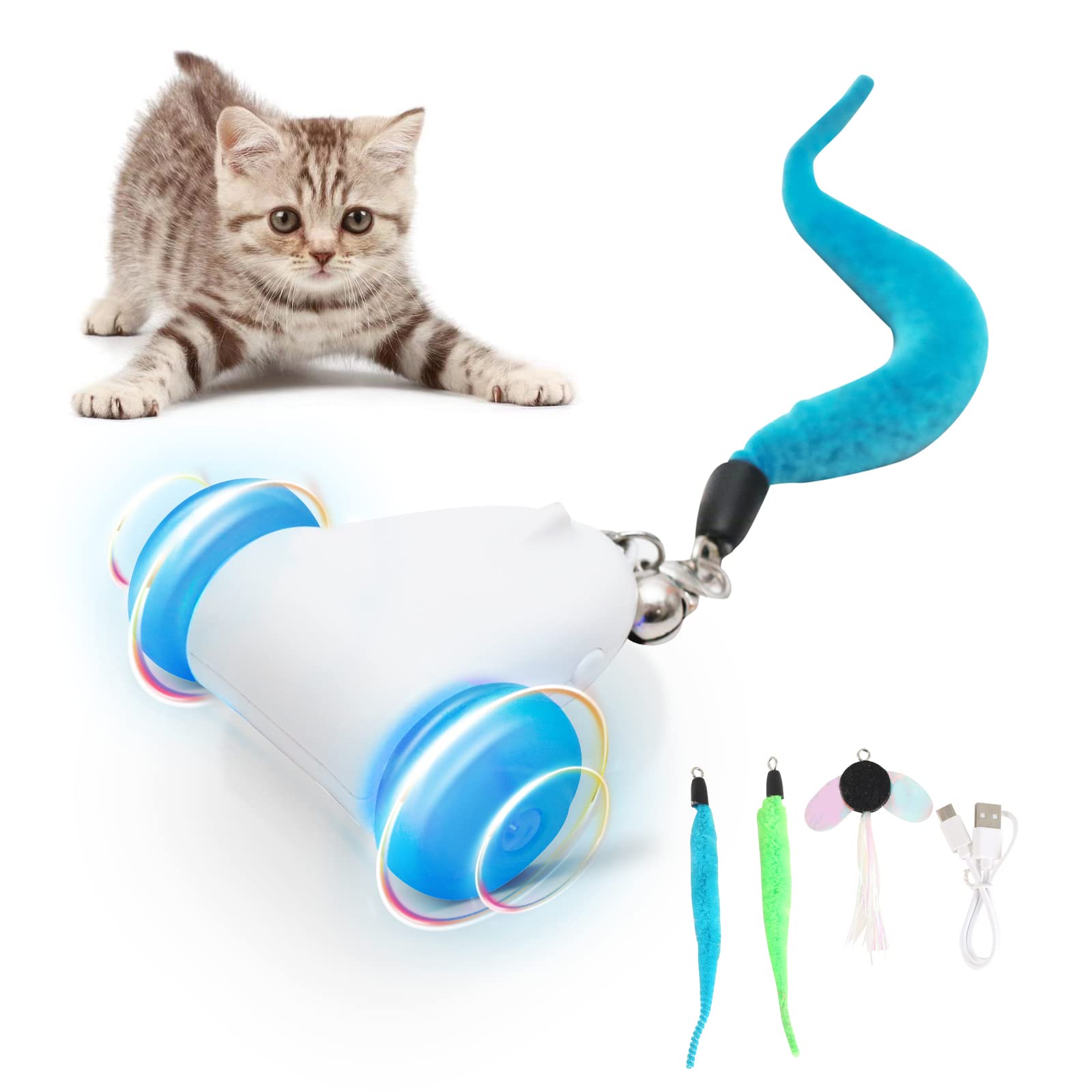 CZPET Cat Toys Kitten Jump Exercise Interactive Replaceable Elastic Automatic Toy Funny Cat Teaser Various Developmental Puzzle Toys Feather Mouse