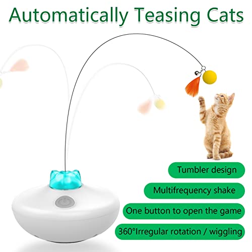 Saolife Interactive Cat Butterfly Toys, Exercise Flutter Rotating Kitten Toys, Feather Electric Cat Toy for Indoor Cats/Kitten, Cats Teaser Wand Automatic, Extra Long Feather Wand